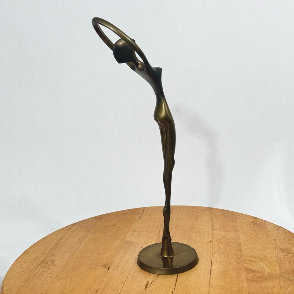 Vintage 1970s-80s Brass Ballerina Sculpture Mid-Century Modern w/ Vintage Patina